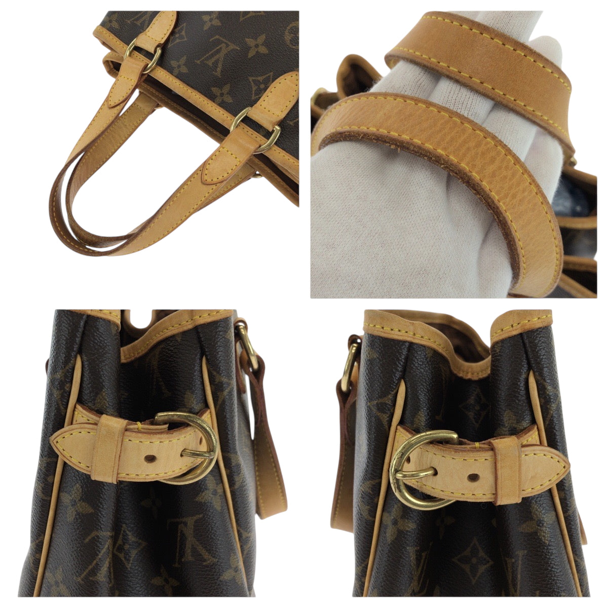 17115
LOUIS VUITTON ルイヴィトン モノグラム バティニョール ブラウン ゴールド金具 PVC M51156 ハンドバッグ トートバッグ レディース AB59