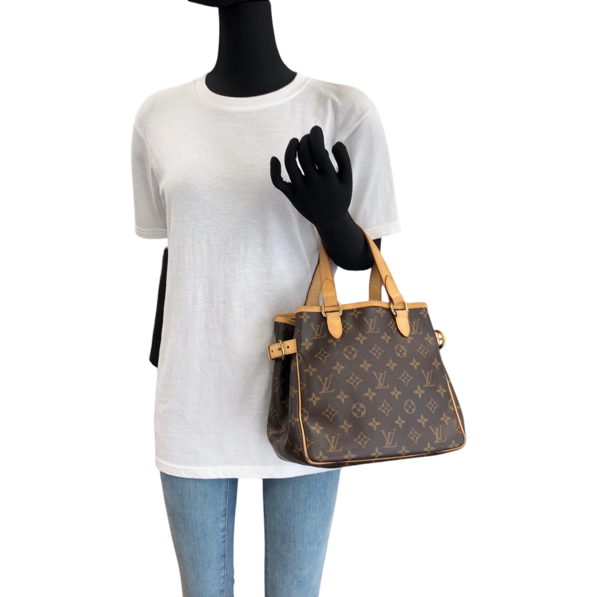 17115
LOUIS VUITTON ルイヴィトン モノグラム バティニョール ブラウン ゴールド金具 PVC M51156 ハンドバッグ トートバッグ レディース AB59