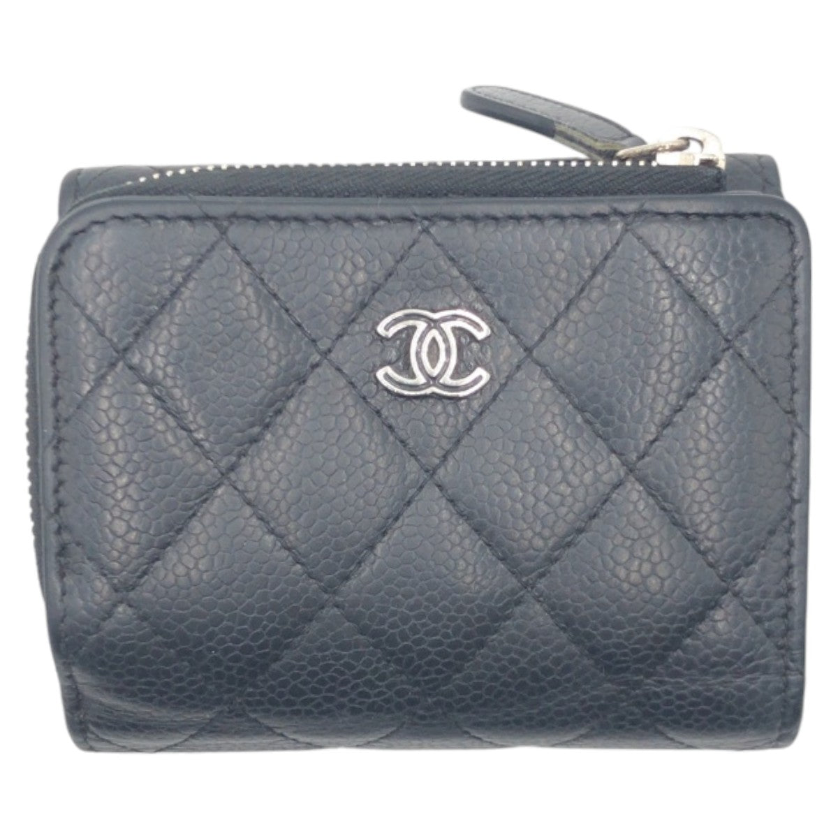 17118
CHANEL シャネル マトラッセ ココマーク ブラック 黒 キャビアスキン 三つ折り財布 折り財布 コンパクトウォレット  レディース