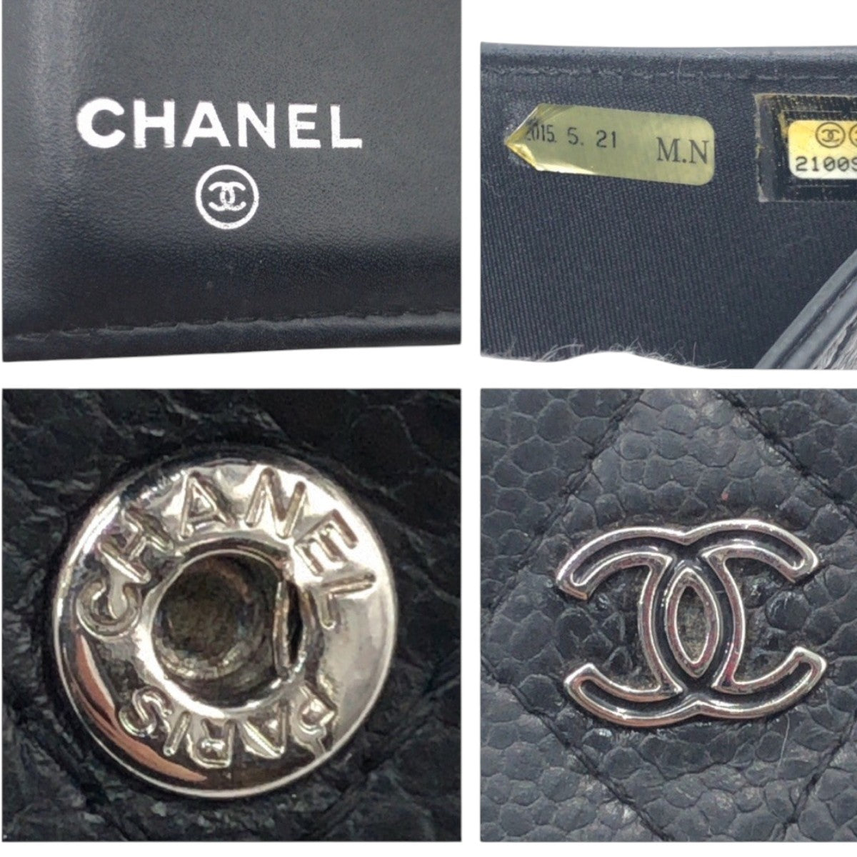 17118
CHANEL シャネル マトラッセ ココマーク ブラック 黒 キャビアスキン 三つ折り財布 折り財布 コンパクトウォレット  レディース