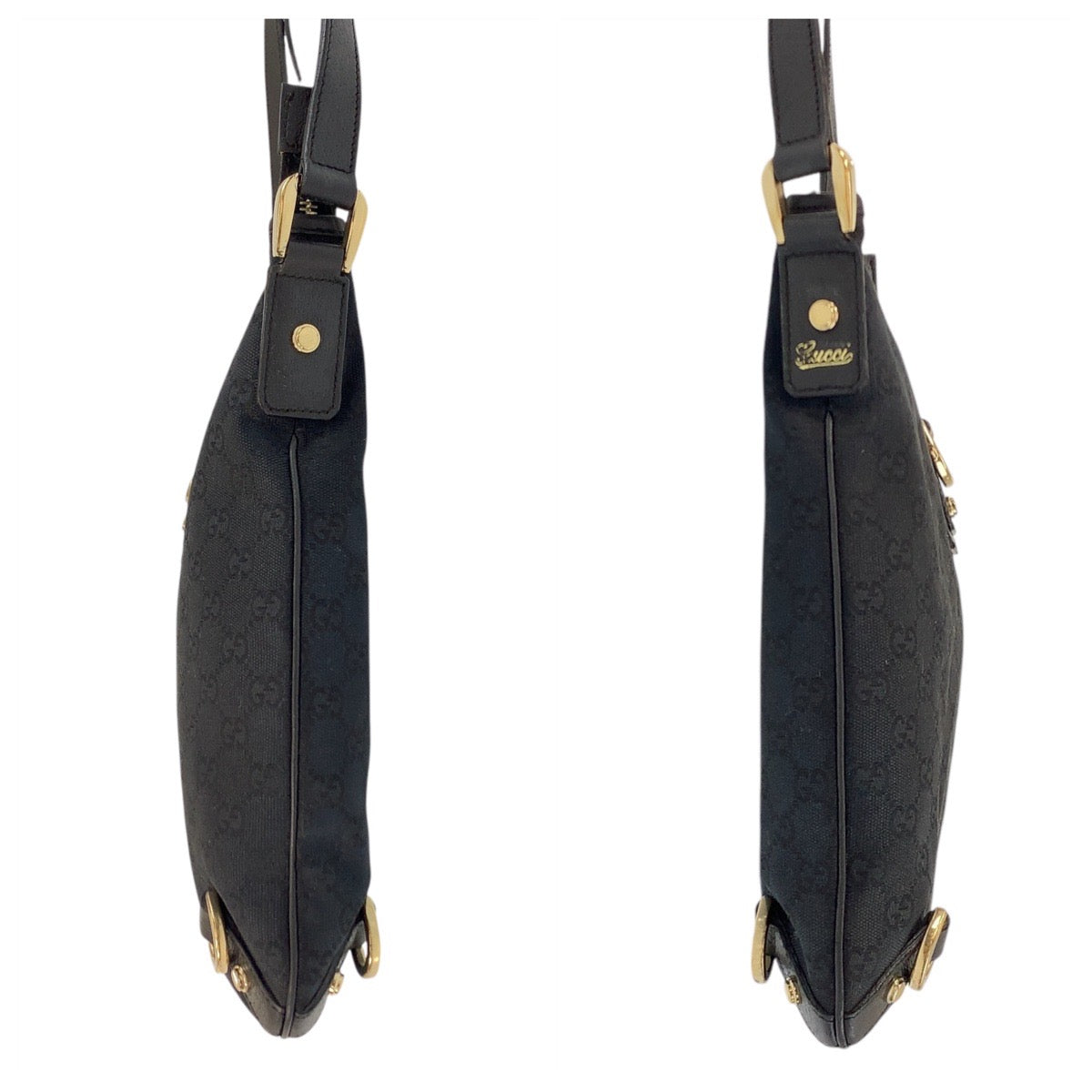17122
GUCCI グッチ アビー ブラック 黒 ゴールド金具 GGキャンバス / レザー 131326 ショルダーバッグ メッセンジャーバッグ  レディース AB38