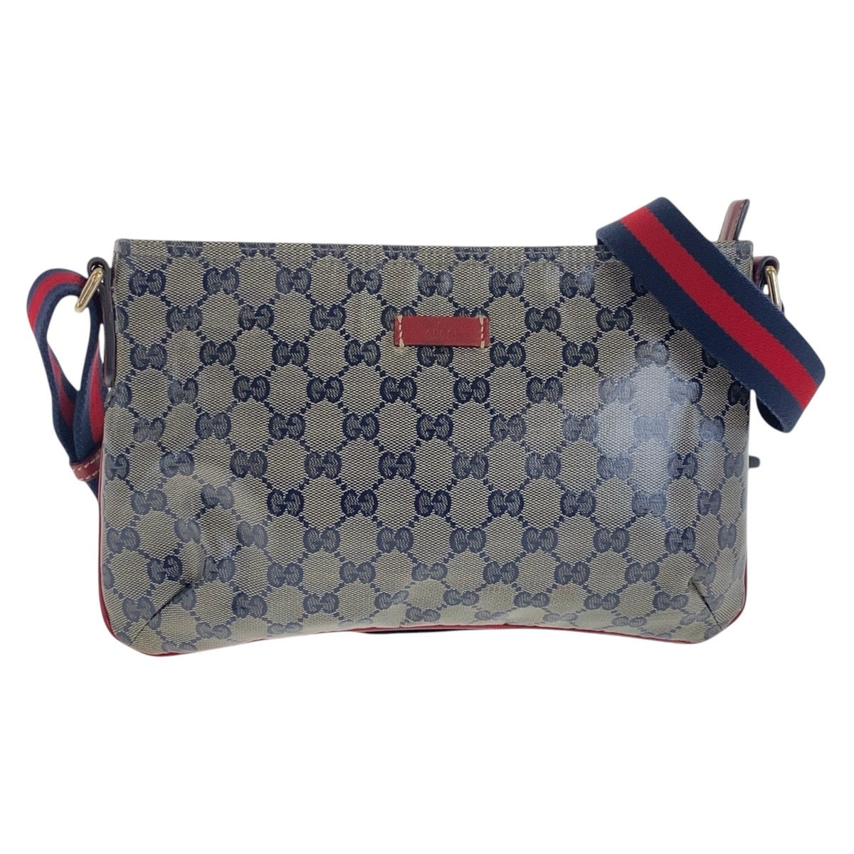 17123
GUCCI グッチ シェリーライン GGクリスタル ネイビー レッド ゴールド金具 コーティングキャンバス 189749 斜め掛け ショルダーバッグ  レディース ABP39
