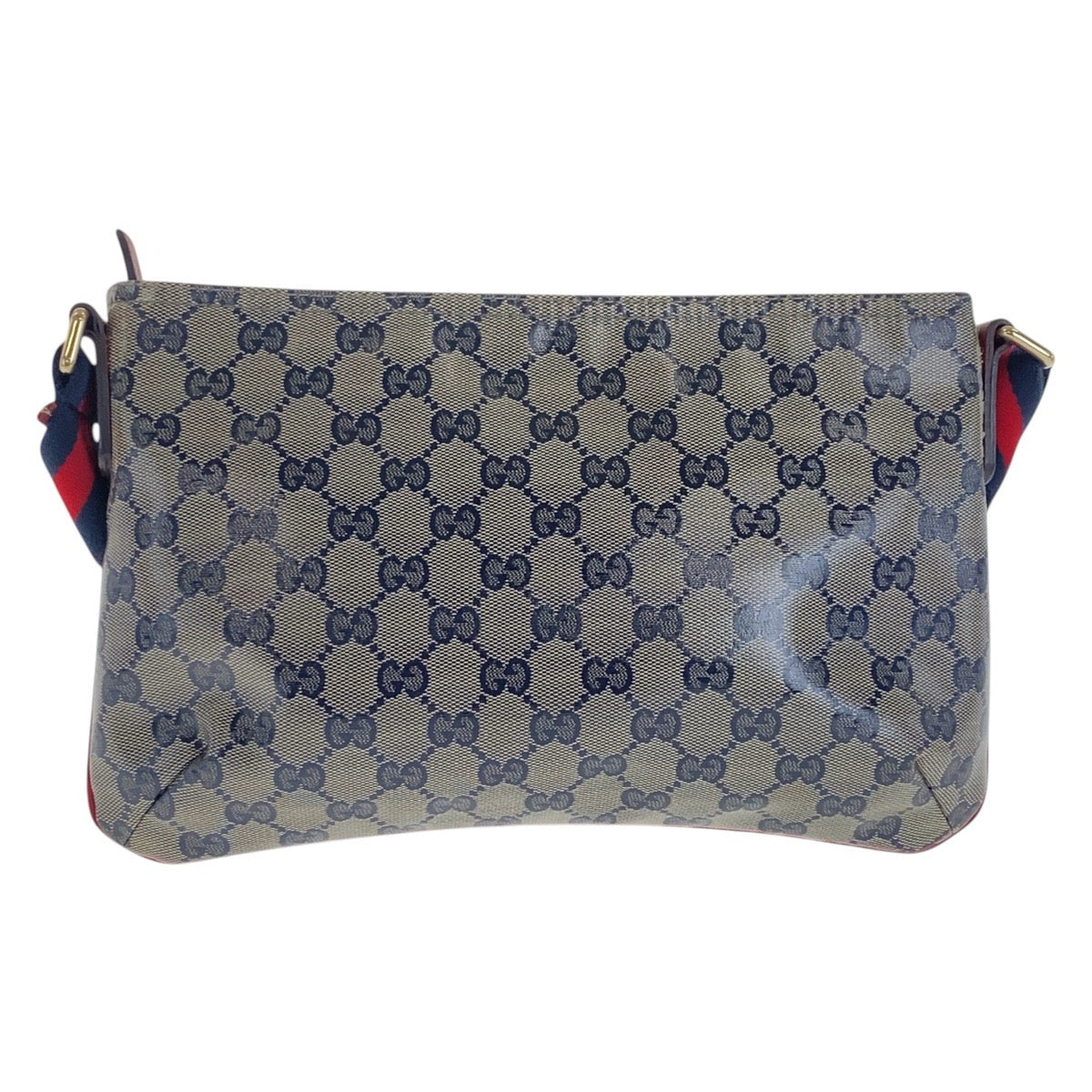 17123
GUCCI グッチ シェリーライン GGクリスタル ネイビー レッド ゴールド金具 コーティングキャンバス 189749 斜め掛け ショルダーバッグ  レディース ABP39