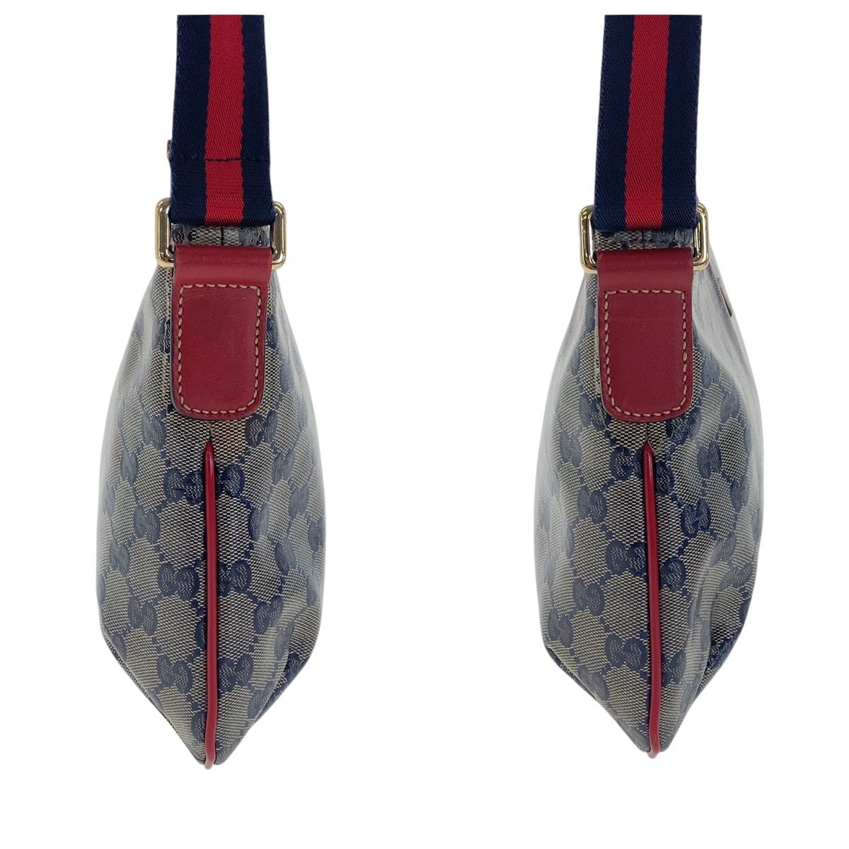17123
GUCCI グッチ シェリーライン GGクリスタル ネイビー レッド ゴールド金具 コーティングキャンバス 189749 斜め掛け ショルダーバッグ  レディース ABP39