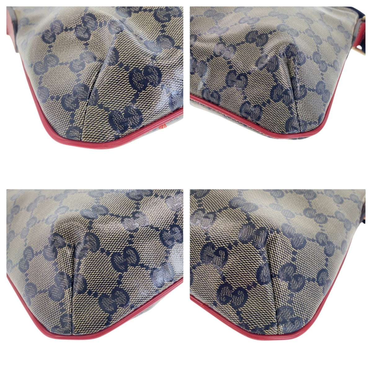 17123
GUCCI グッチ シェリーライン GGクリスタル ネイビー レッド ゴールド金具 コーティングキャンバス 189749 斜め掛け ショルダーバッグ  レディース ABP39