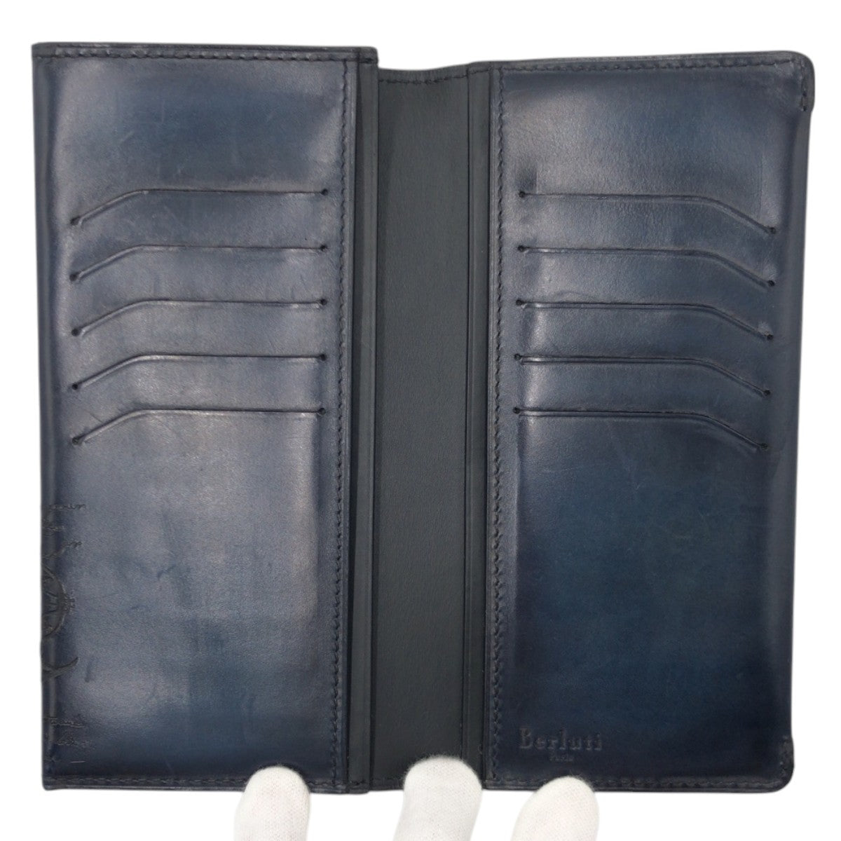 17124
Berluti ベルルッティ スクリット カリグラフィ エスパス エン ウォレット ネイビー レザー E0158 長財布 ロングウォレット  メンズ ABP54