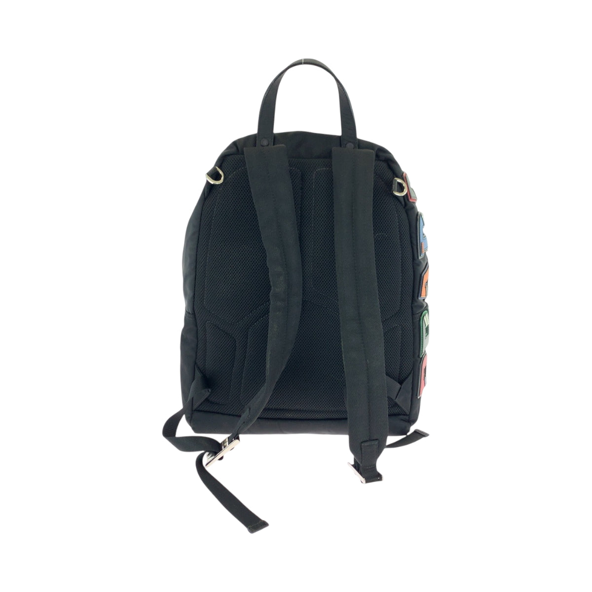 17127
PRADA プラダ テスート ロゴパッチ ブラック 黒 マルチカラー シルバー金具 ナイロン 2VZ135 リュックサック バックパック  メンズ ABP74