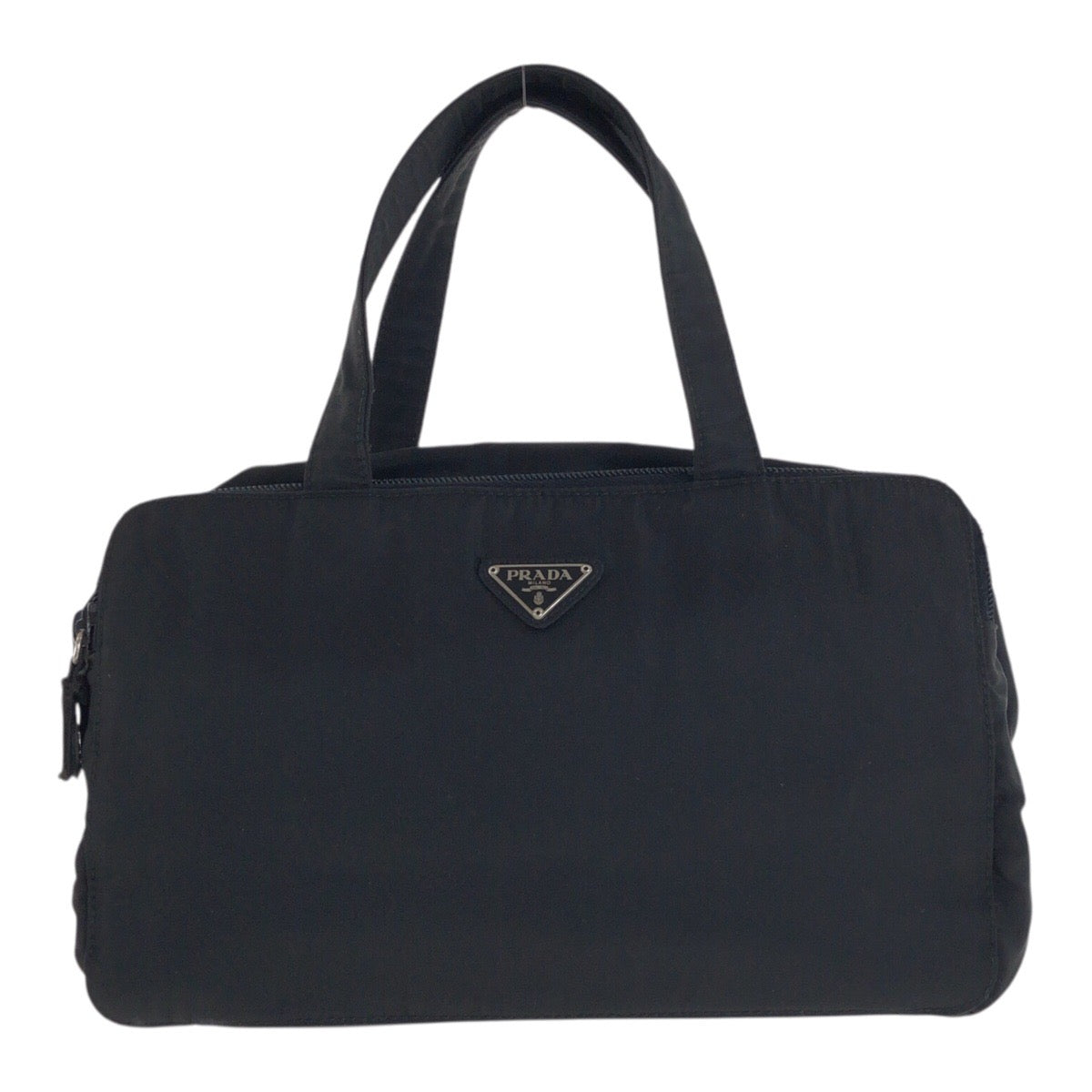 17129
PRADA プラダ テスート 三角ロゴプレート ブラック 黒 シルバー金具 ナイロン ハンドバッグ レディース AB