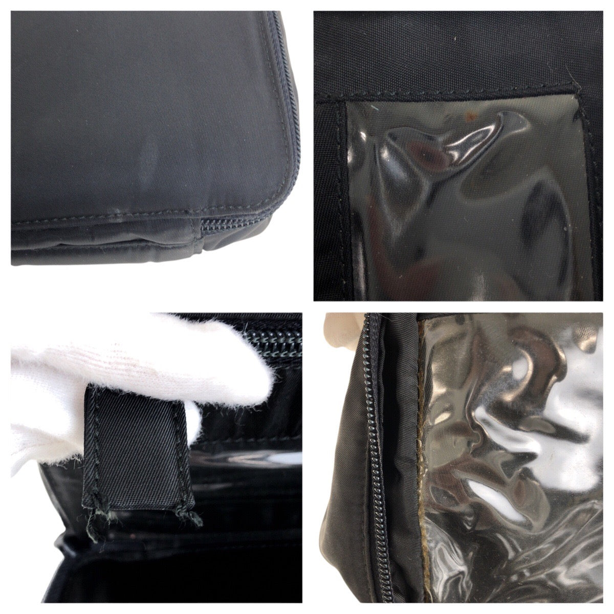 17129
PRADA プラダ テスート 三角ロゴプレート ブラック 黒 シルバー金具 ナイロン ハンドバッグ レディース AB