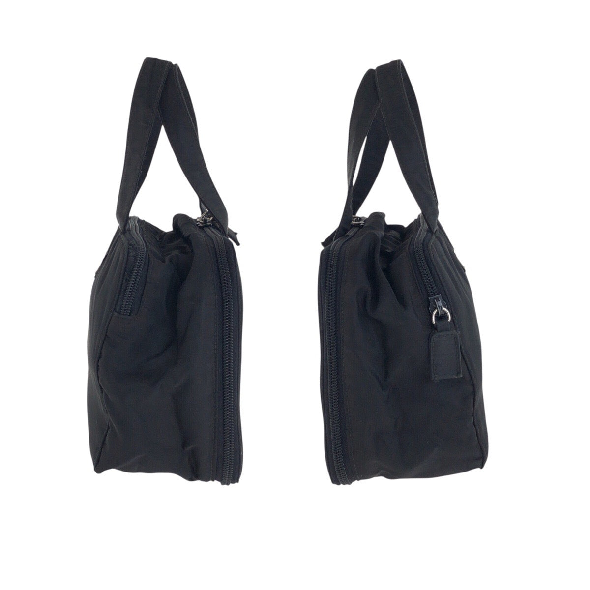 17129
PRADA プラダ テスート 三角ロゴプレート ブラック 黒 シルバー金具 ナイロン ハンドバッグ レディース AB