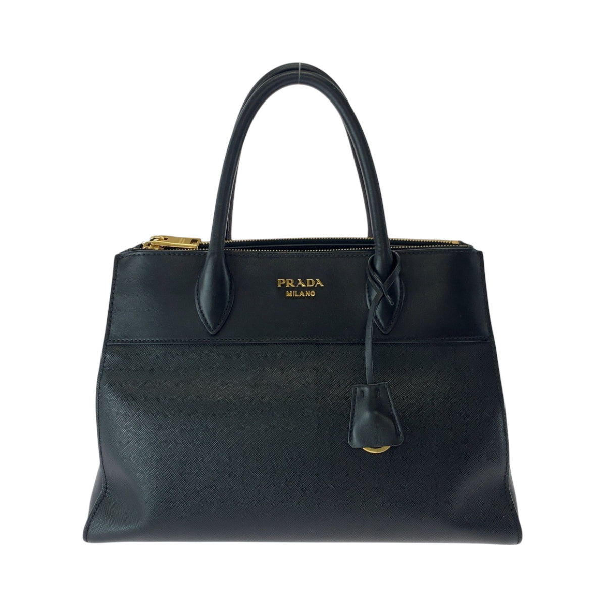 17131
PRADA プラダ パラディグム サフィアーノ ロゴ ブラック 黒 ゴールド金具 レザー 1BA103 ハンドバッグ トートバッグ  レディース ABP73