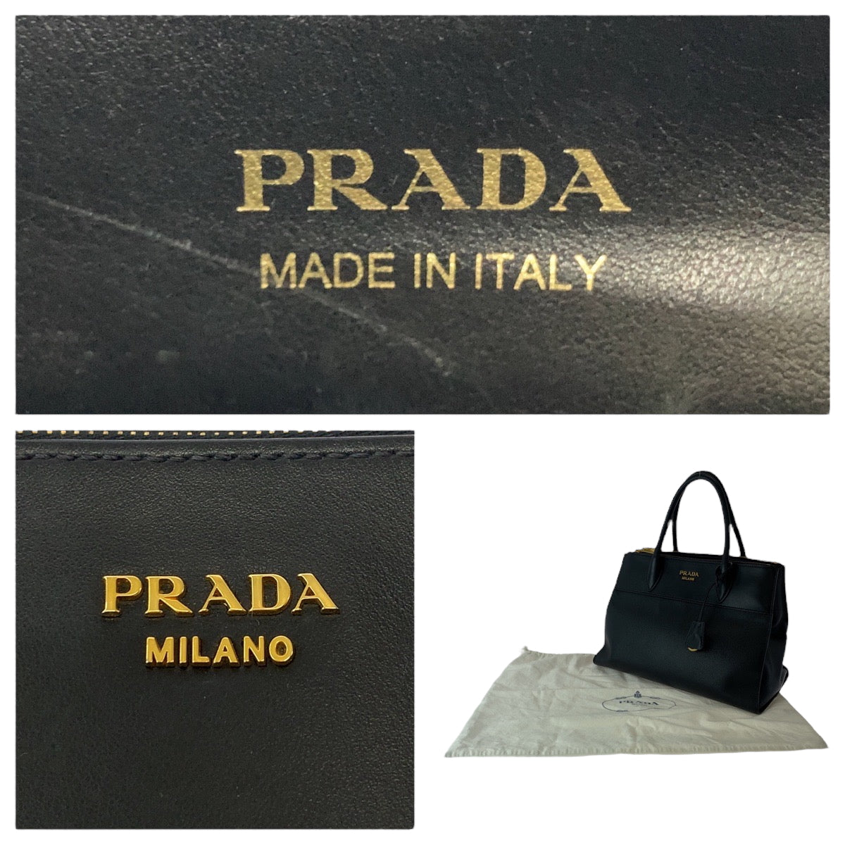 17131
PRADA プラダ パラディグム サフィアーノ ロゴ ブラック 黒 ゴールド金具 レザー 1BA103 ハンドバッグ トートバッグ  レディース ABP73