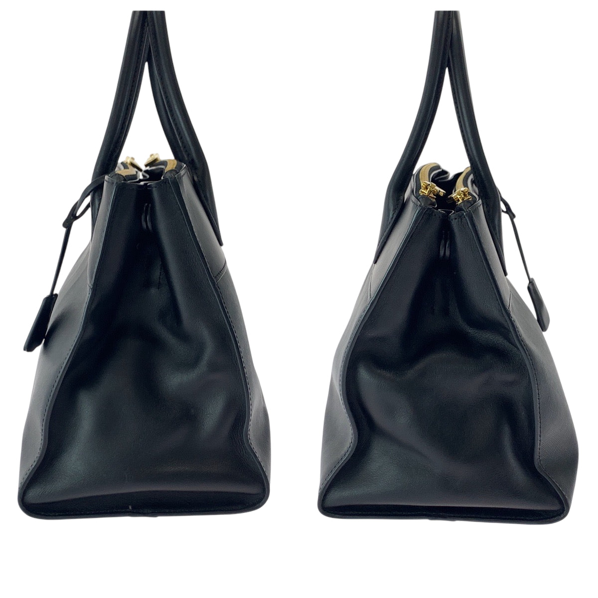 17131
PRADA プラダ パラディグム サフィアーノ ロゴ ブラック 黒 ゴールド金具 レザー 1BA103 ハンドバッグ トートバッグ  レディース ABP73