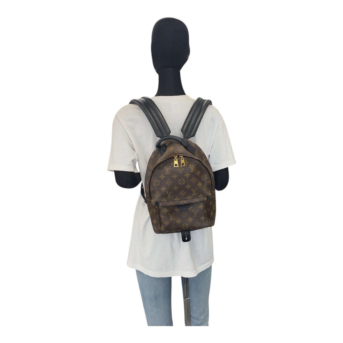 17135
LOUIS VUITTON ルイヴィトン モノグラム パームスプリングスPM ブラウン ブラック ゴールド金具 PVC M44871 リュックサック バックパック  レディース AB77