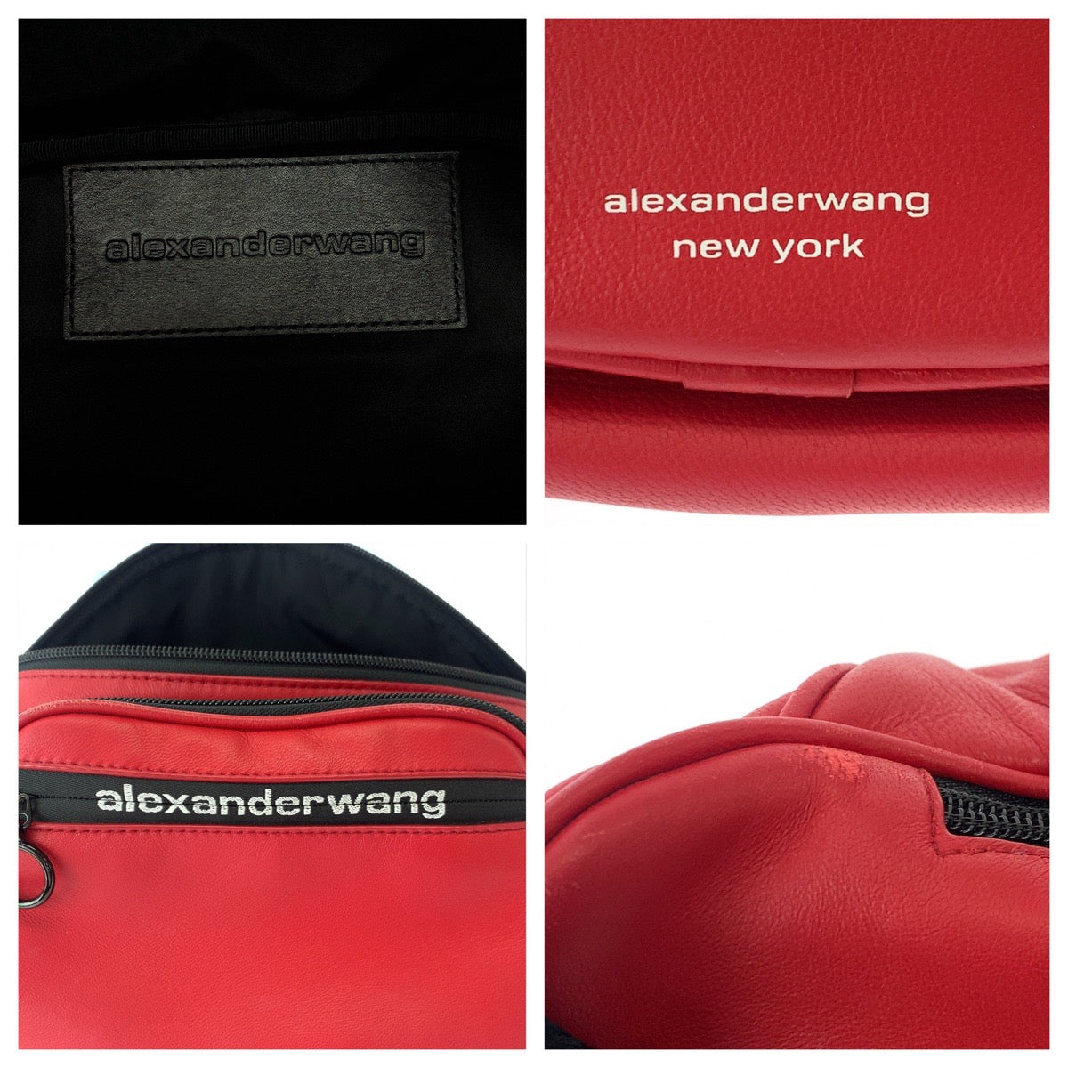 17136
Alexander Wang アレキサンダーワン アッティカ ファニーパック 男女兼用 レッド ブラック ブラック金具 レザー ウエストバッグ バムバッグ  メンズ A23