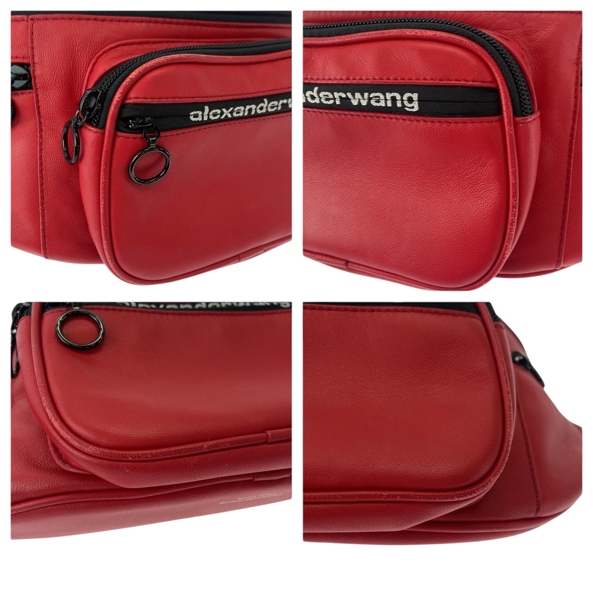 17136
Alexander Wang アレキサンダーワン アッティカ ファニーパック 男女兼用 レッド ブラック ブラック金具 レザー ウエストバッグ バムバッグ  メンズ A23