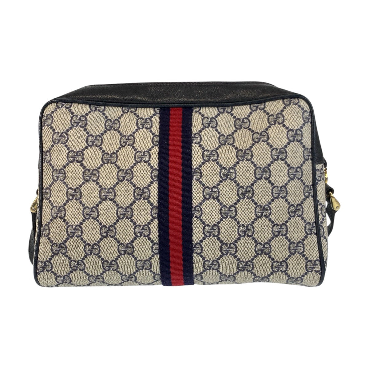 17140
GUCCI グッチ シェリーライン オールドグッチ グレー ネイビー ゴールド金具 GGスプリームキャンバス / レザー 10 02 005 ショルダーバッグ ポシェット  レディース