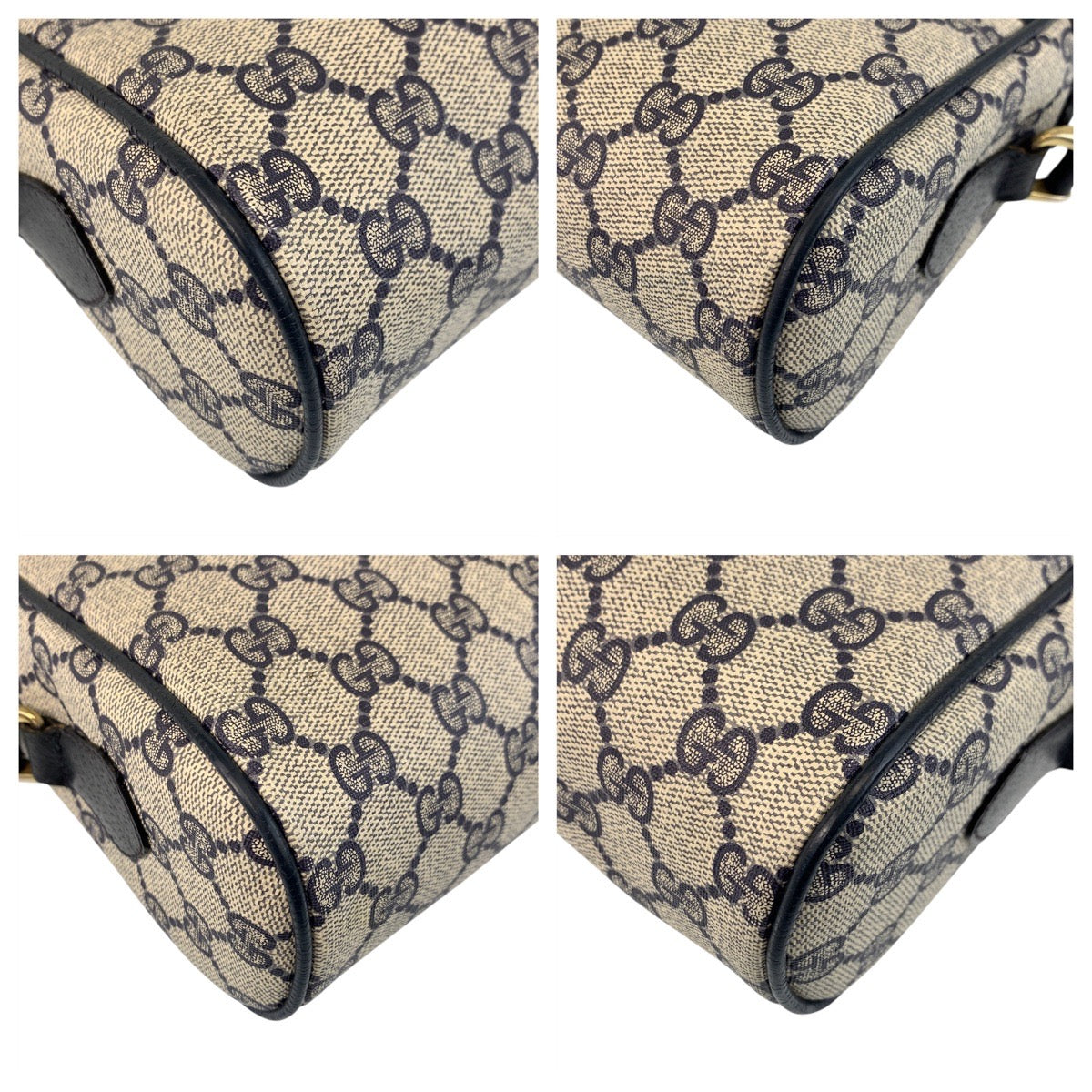 17140
GUCCI グッチ シェリーライン オールドグッチ グレー ネイビー ゴールド金具 GGスプリームキャンバス / レザー 10 02 005 ショルダーバッグ ポシェット  レディース