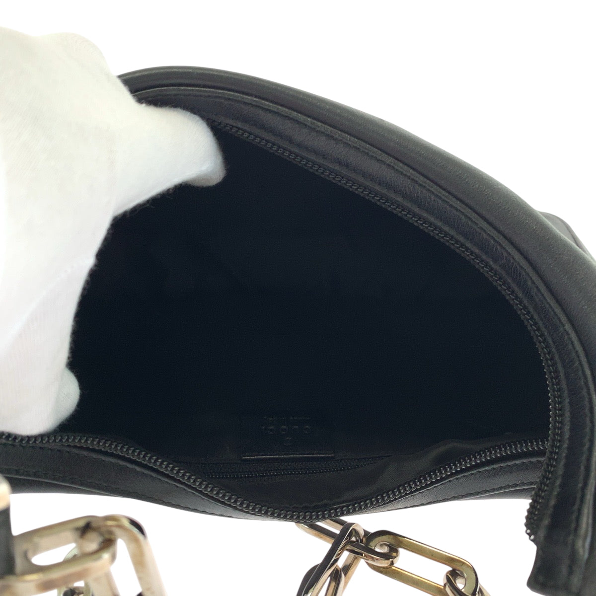 17141
GUCCI グッチ ホーボー ブラック 黒 シルバー金具 レザー 001 3873 チェーン ショルダーバッグ レディース ABP42