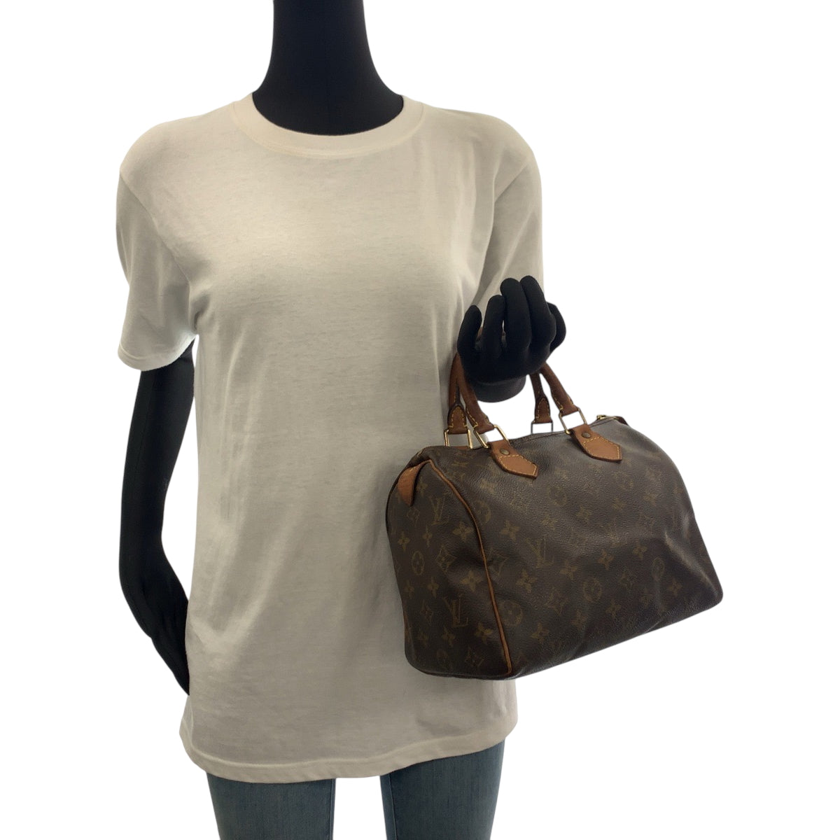 17141
LOUIS VUITTON ルイヴィトン モノグラム スピーディー25 ブラウン ゴールド金具 PVC M41528 ハンドバッグ ミニボストンバッグ  レディース
