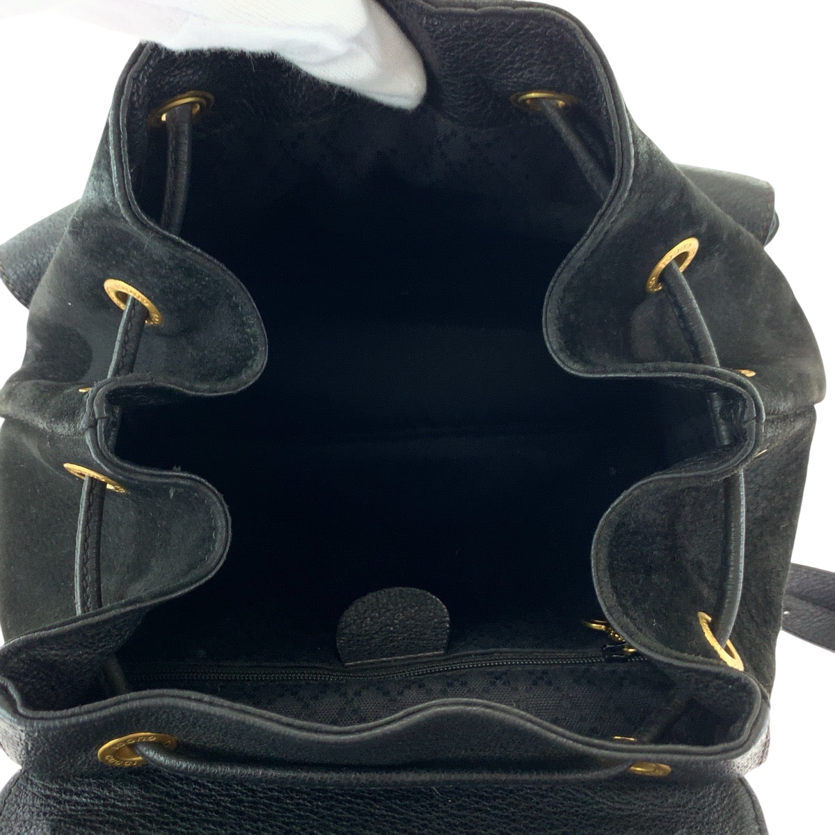 17142
GUCCI グッチ バンブー ブラック 黒 ブラウン ゴールド金具 スウェード / レザー 003 2058 0016 リュックサック バックパック  レディース AB38