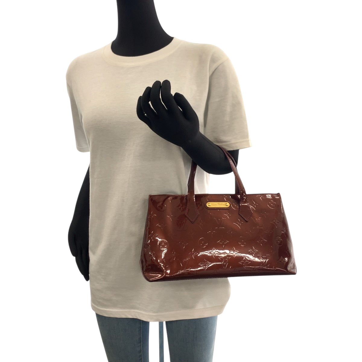 17144
LOUIS VUITTON ルイヴィトン モノグラム ヴェルニ ウィルシャーPM アマラント ブラウン ゴールド金具 モノグラムヴェルニ M93641 ハンドバッグ トートバッグ レディース ABP44