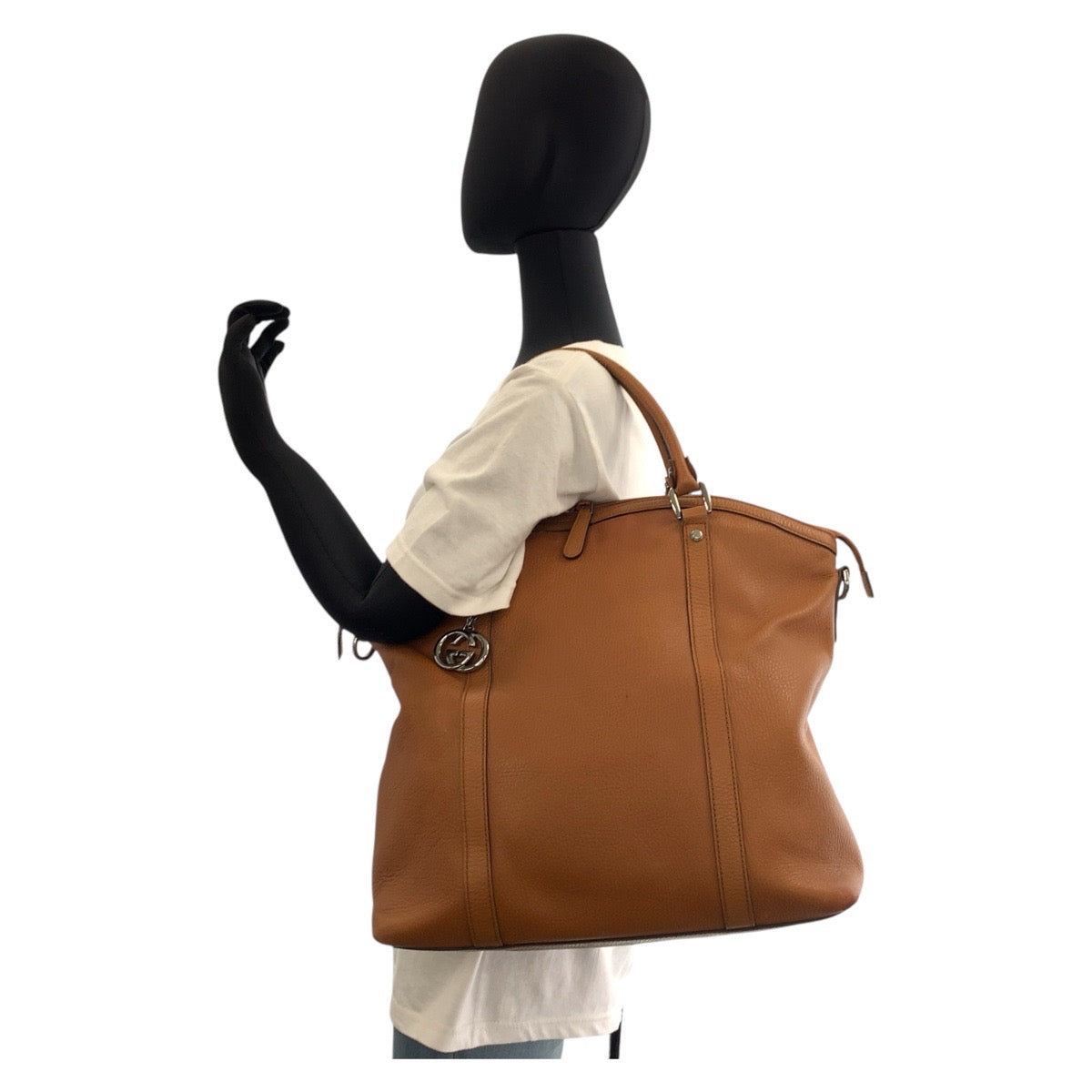 17145
GUCCI グッチ GGマーモント ブラウン キャメル シルバー金具 レザー 339551 トートバッグ ショルダーバッグ 2way  レディース AB42