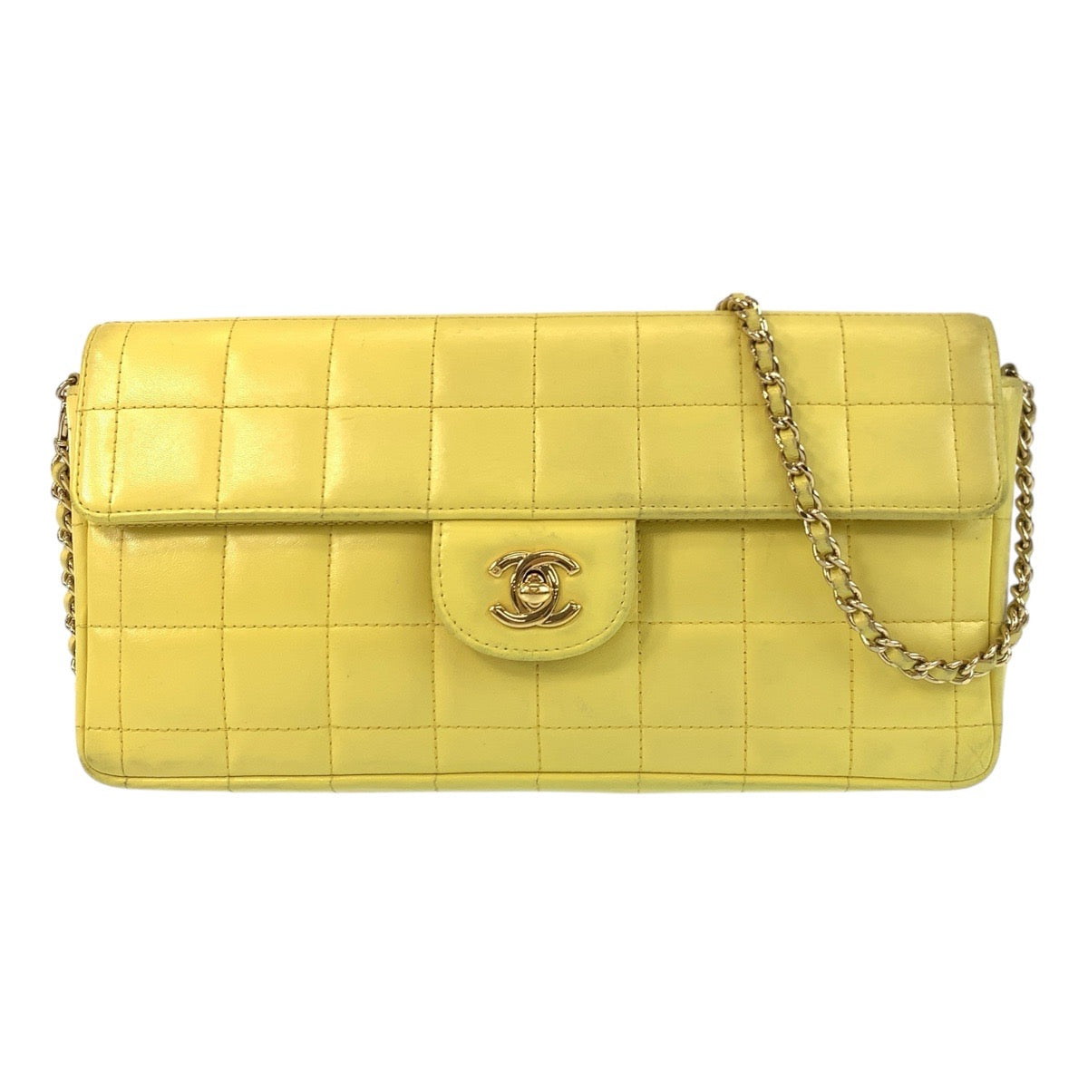 17147
CHANEL シャネル チョコバー ココマーク ターンロック イエロー ゴールド金具 ショルダーバッグ ポシェット  レディース AB180