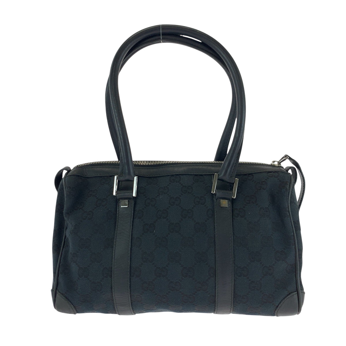 17150
GUCCI グッチ ブラック 黒 シルバー金具 GGキャンバス 000 0351 ハンドバッグ ミニボストンバッグ  レディース AB30