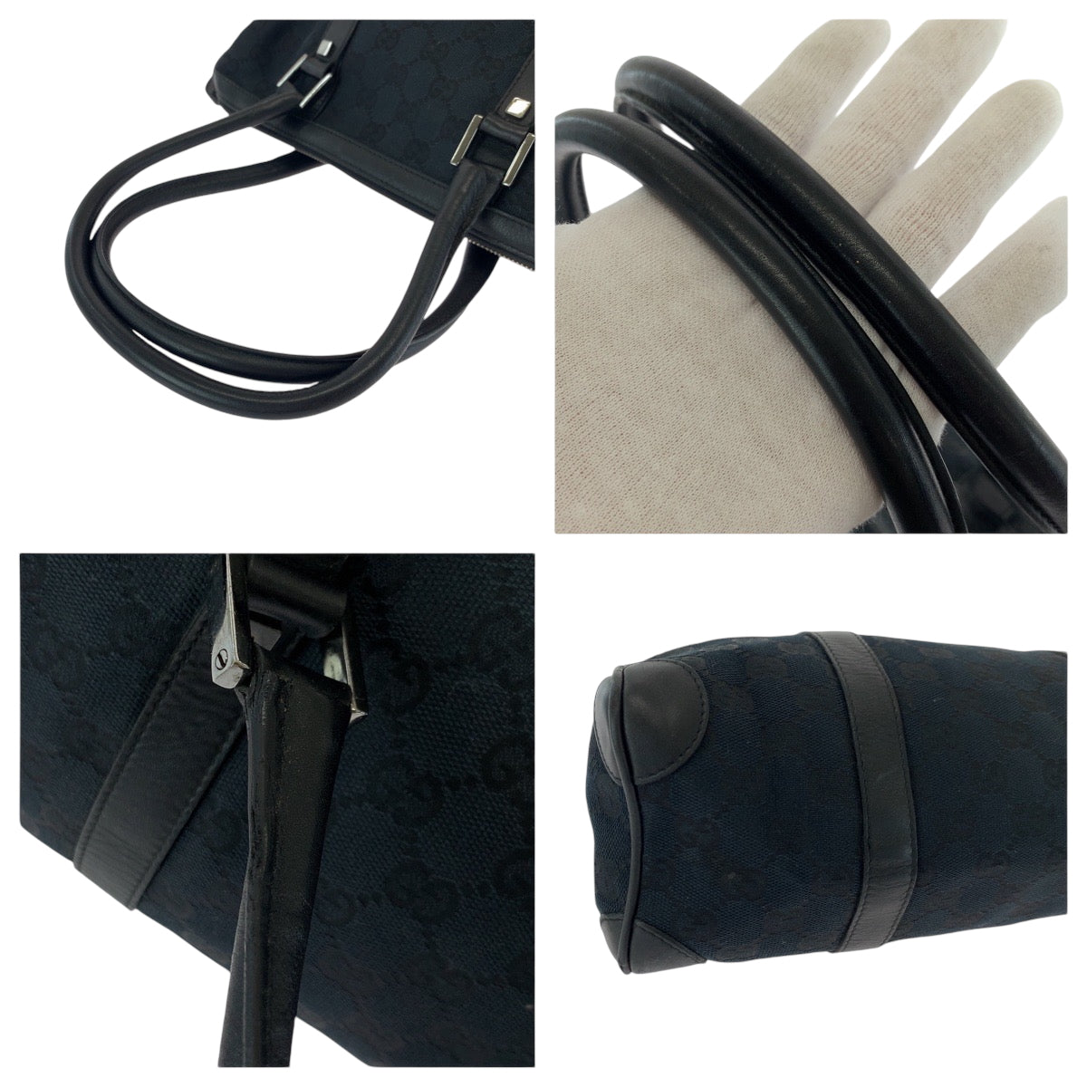 17150
GUCCI グッチ ブラック 黒 シルバー金具 GGキャンバス 000 0351 ハンドバッグ ミニボストンバッグ  レディース AB30