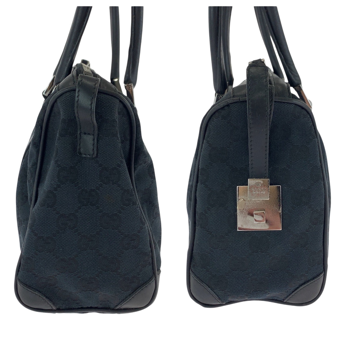 17150
GUCCI グッチ ブラック 黒 シルバー金具 GGキャンバス 000 0351 ハンドバッグ ミニボストンバッグ  レディース AB30