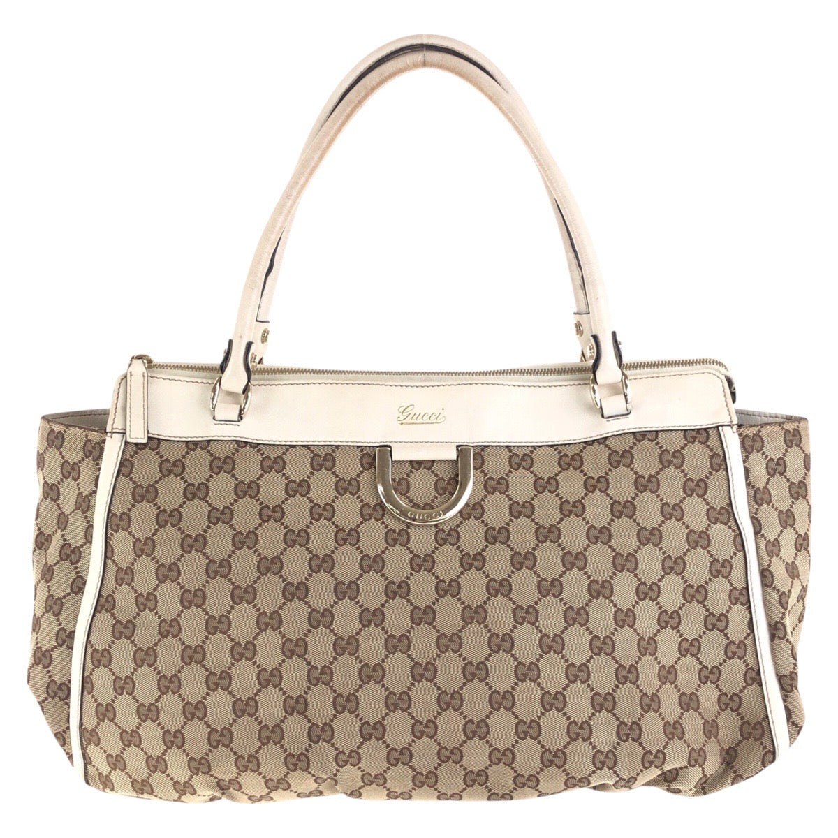 17151
GUCCI グッチ アビー ベージュ アイボリー ゴールド金具 GGキャンバス / レザー 190248 トートバッグ ショルダーバッグ  レディース AB40