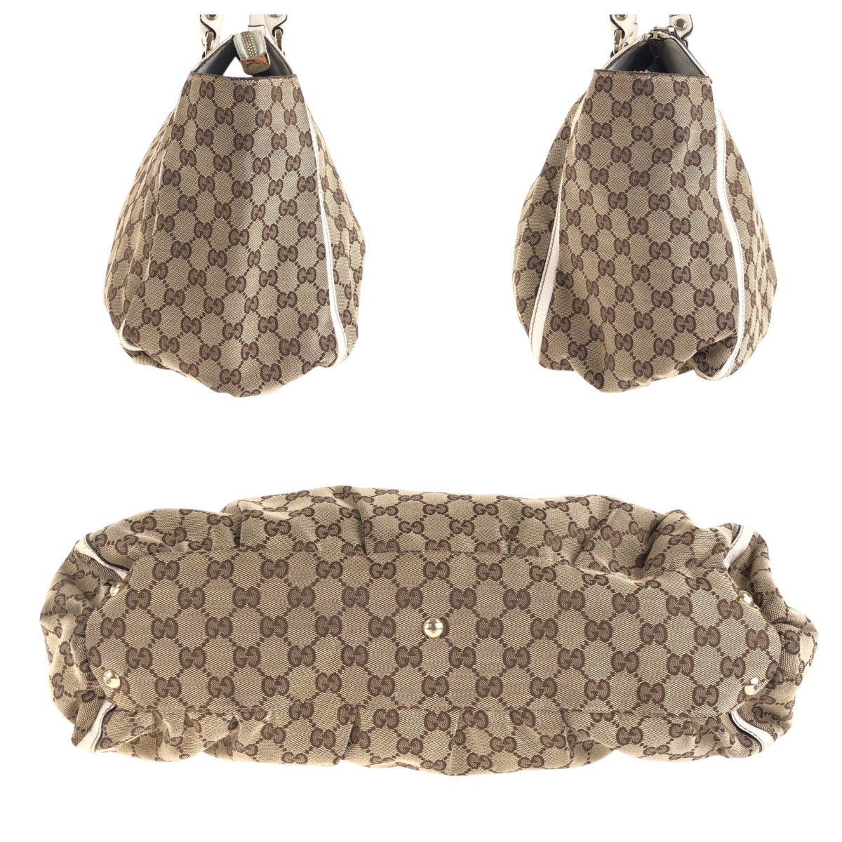 17151
GUCCI グッチ アビー ベージュ アイボリー ゴールド金具 GGキャンバス / レザー 190248 トートバッグ ショルダーバッグ  レディース AB40