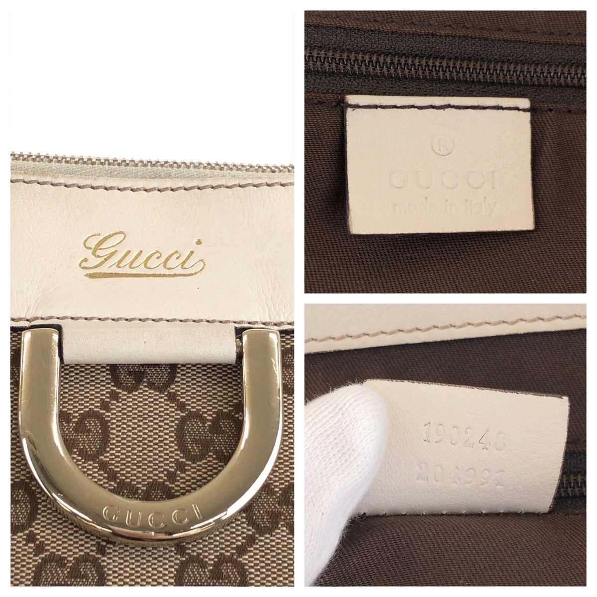 17151
GUCCI グッチ アビー ベージュ アイボリー ゴールド金具 GGキャンバス / レザー 190248 トートバッグ ショルダーバッグ  レディース AB40