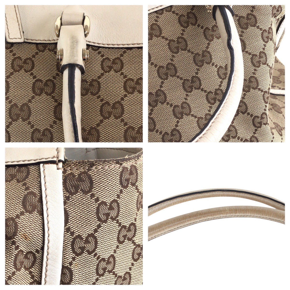 17151
GUCCI グッチ アビー ベージュ アイボリー ゴールド金具 GGキャンバス / レザー 190248 トートバッグ ショルダーバッグ  レディース AB40