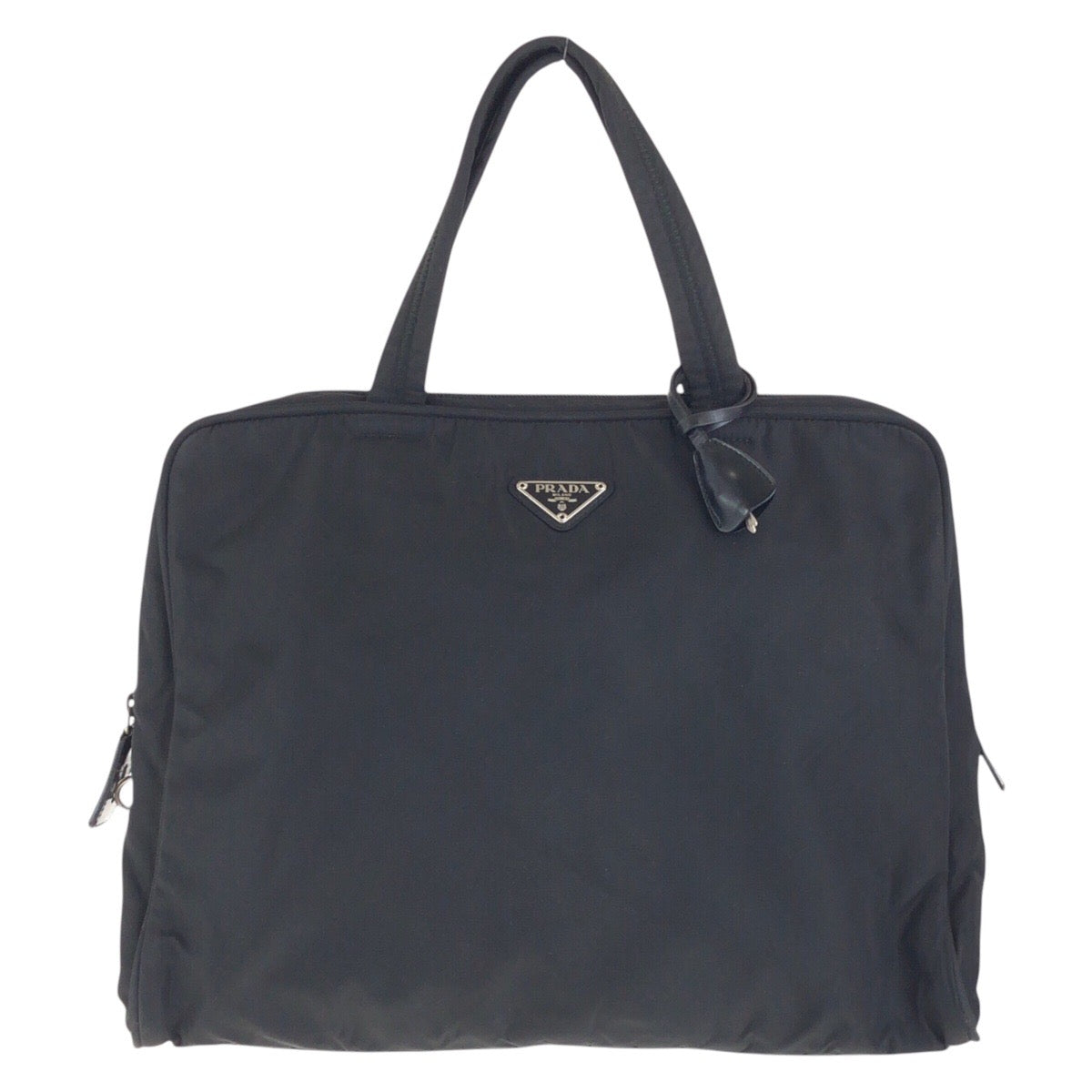 17152
PRADA プラダ テスート 三角ロゴプレート ブラック 黒 シルバー金具 ナイロン トートバッグ ハンドバッグ  レディース AB39