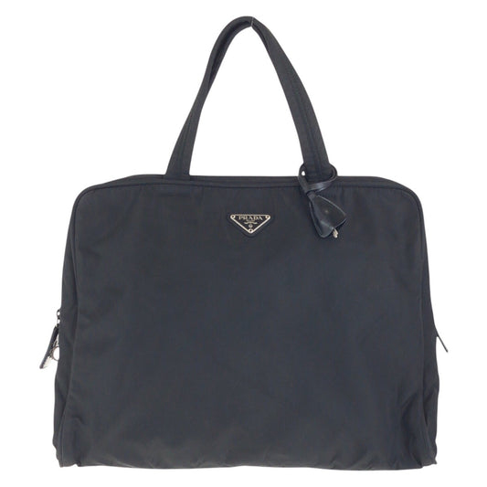 17152
PRADA プラダ テスート 三角ロゴプレート ブラック 黒 シルバー金具 ナイロン トートバッグ ハンドバッグ  レディース AB39