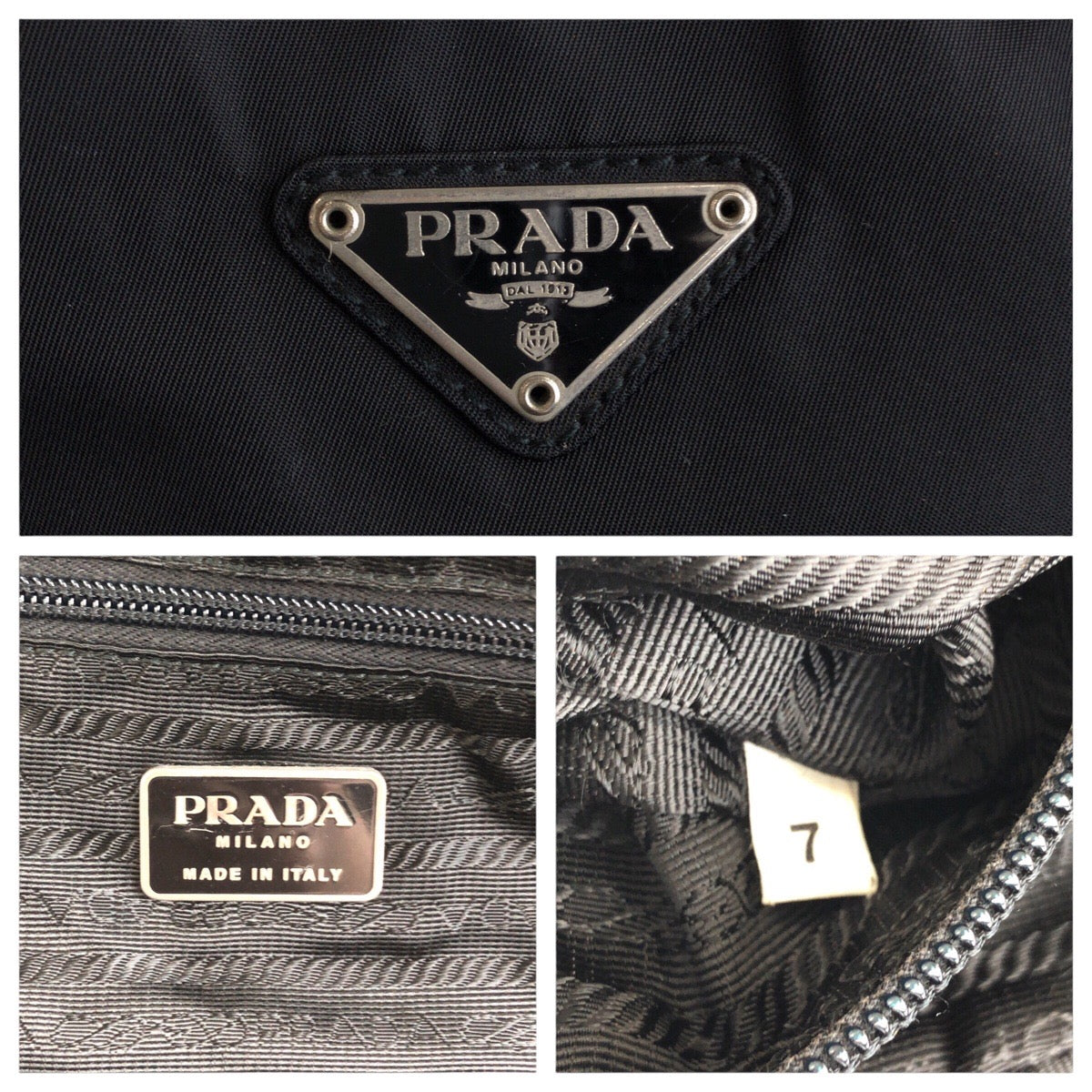 17152
PRADA プラダ テスート 三角ロゴプレート ブラック 黒 シルバー金具 ナイロン トートバッグ ハンドバッグ  レディース AB39