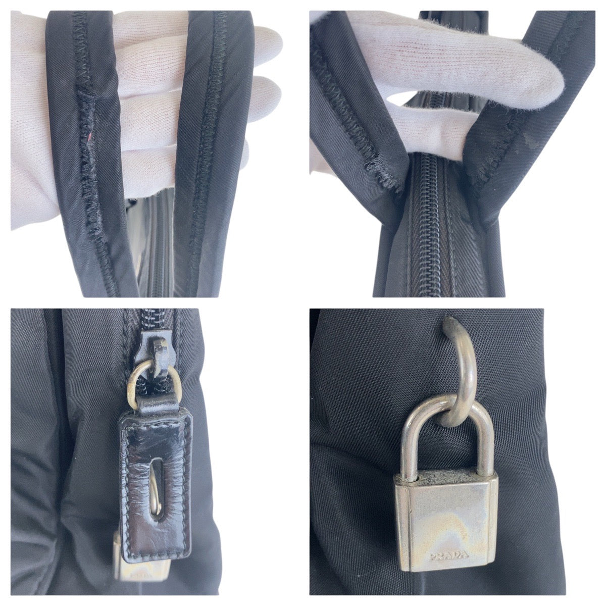 17152
PRADA プラダ テスート 三角ロゴプレート ブラック 黒 シルバー金具 ナイロン トートバッグ ハンドバッグ  レディース AB39