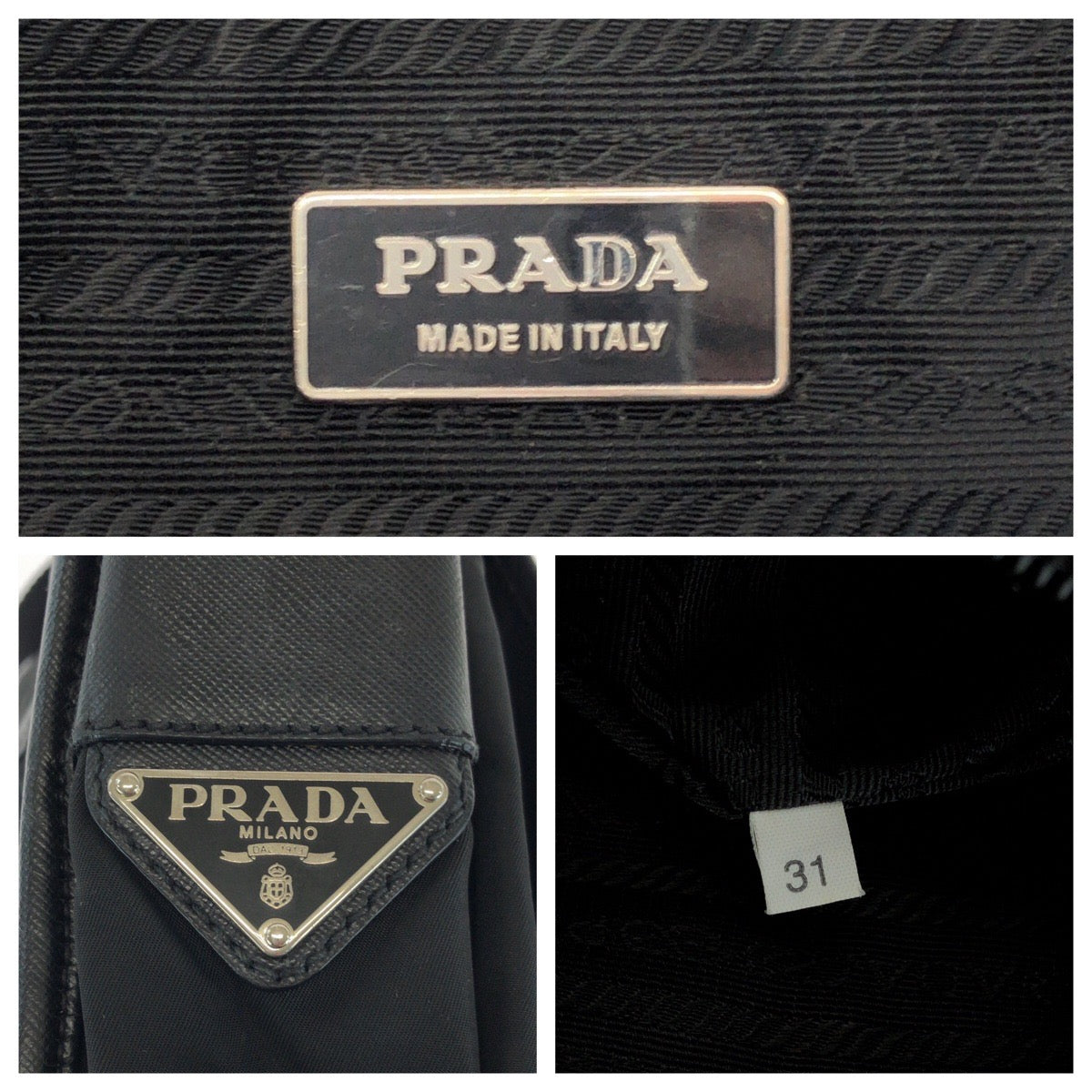 17153
PRADA プラダ テスート 三角ロゴプレート ブラック 黒 シルバー金具 ナイロン V158 ショルダーバッグ メッセンジャーバッグ  メンズ ABP43
