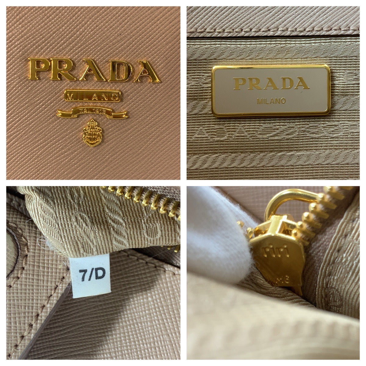 17154
PRADA プラダ サフィアーノ ピンクベージュ ゴールド金具 レザー トートバッグ ハンドバッグ  レディース B46