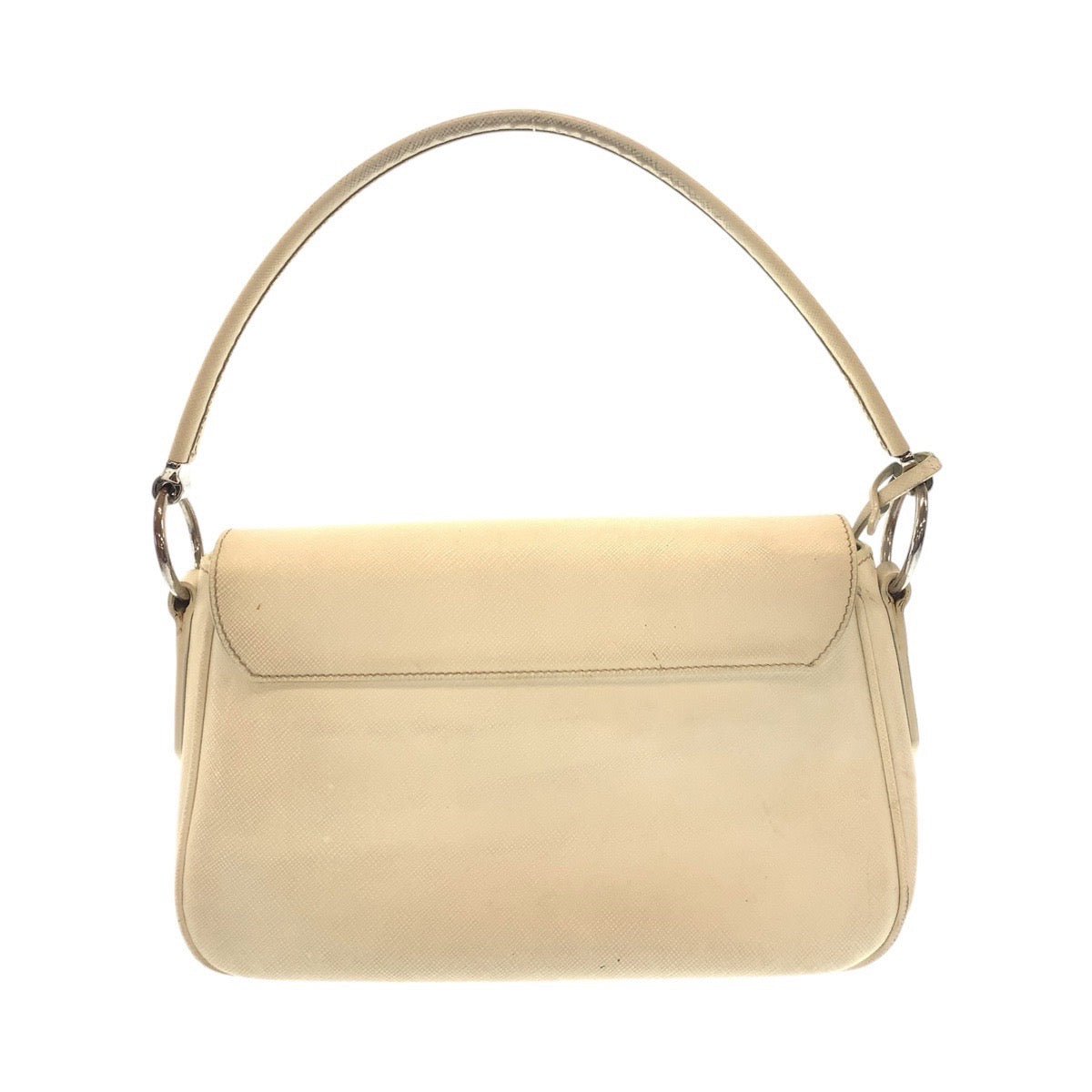17155
PRADA プラダ サフィアーノ ホワイト シルバー金具 レザー ショルダーバッグ ハンドバッグ レディース AB56