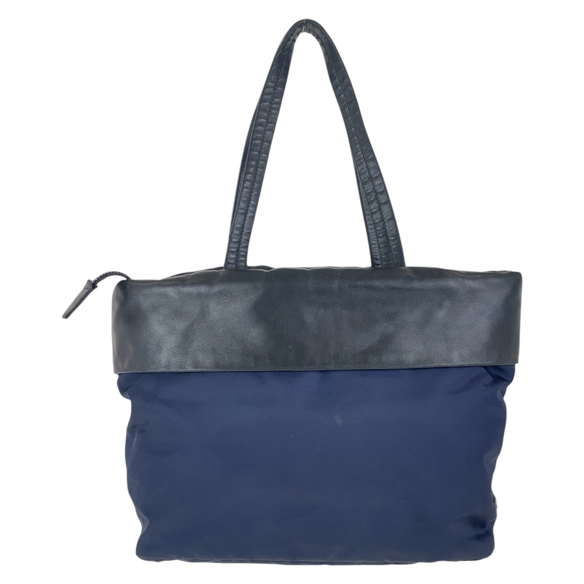 17156
PRADA プラダ テスート 三角ロゴプレート バイカラー ネイビー ブラック シルバー金具 ナイロン トートバッグ ショルダーバッグ  レディース AB46