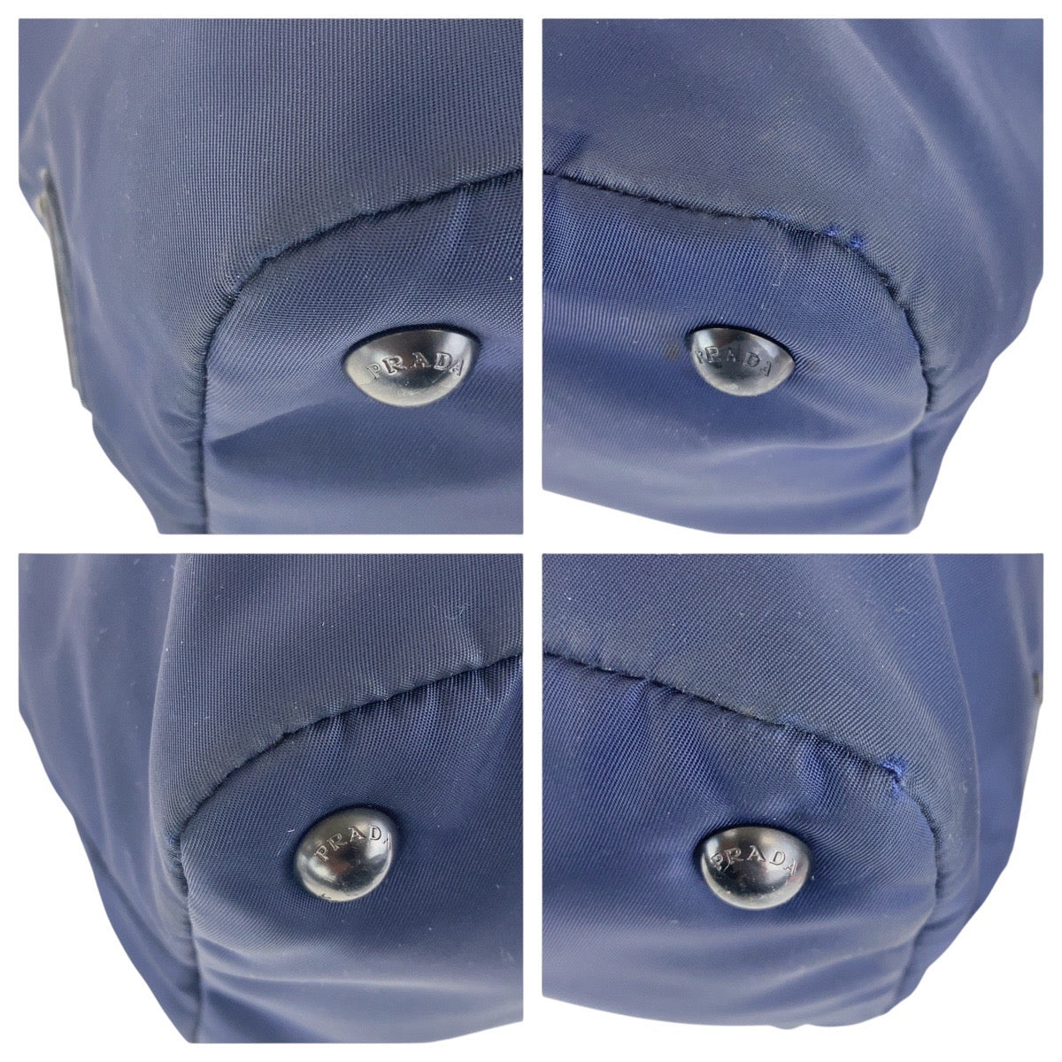 17156
PRADA プラダ テスート 三角ロゴプレート バイカラー ネイビー ブラック シルバー金具 ナイロン トートバッグ ショルダーバッグ  レディース AB46