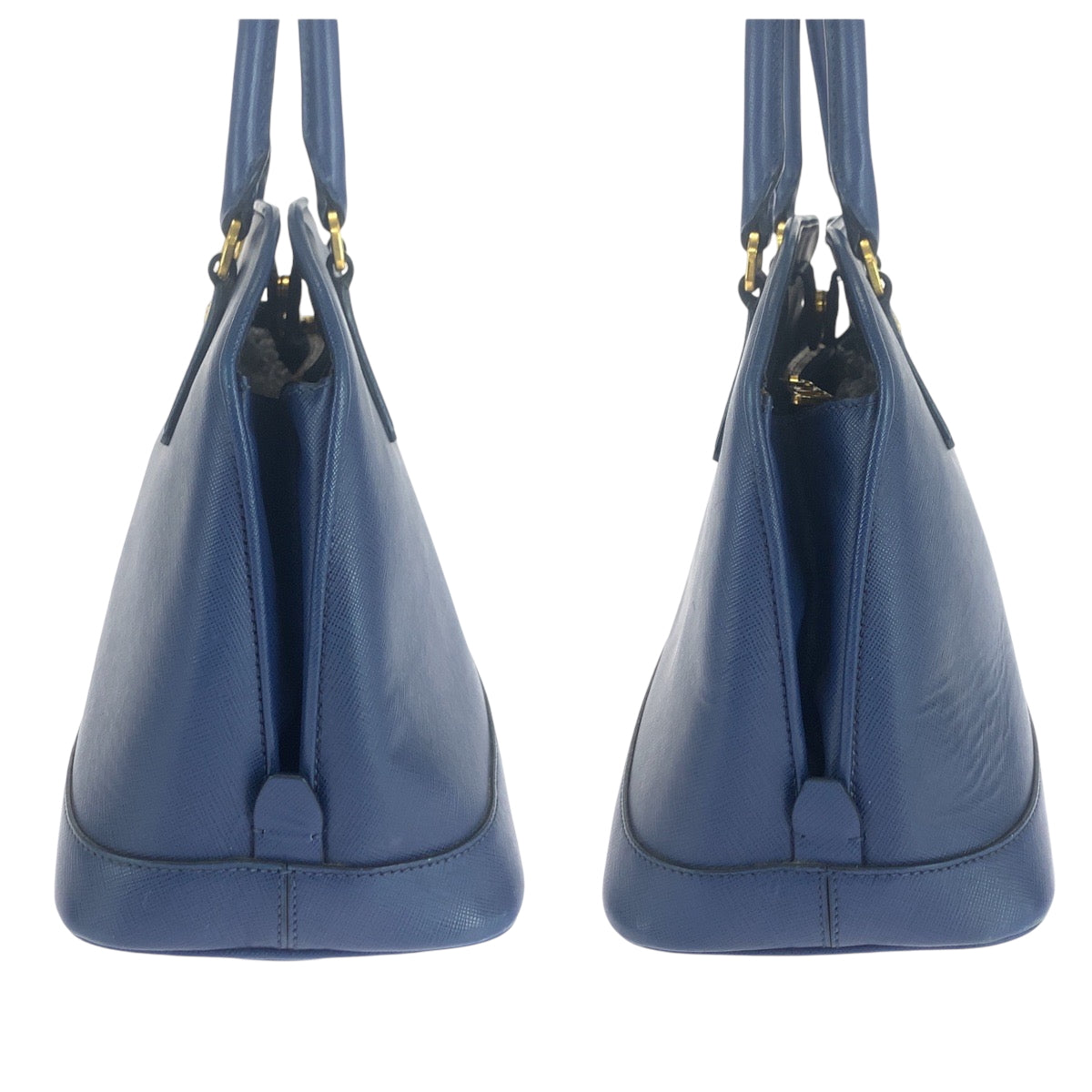 17157
PRADA プラダ サフィアーノ 三角ロゴプレート ブルー ゴールド金具 レザー BL0537 ショルダーバッグ ハンドバッグ 2way レディース ABP66