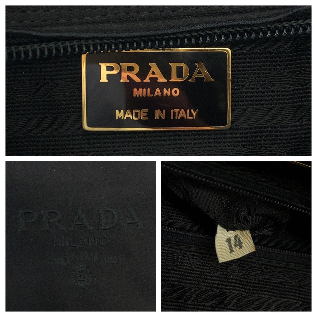 17158
PRADA プラダ ロゴ ブラック 黒 シルバー金具 サテン ハンドバッグ トートバッグ  レディース ABP23