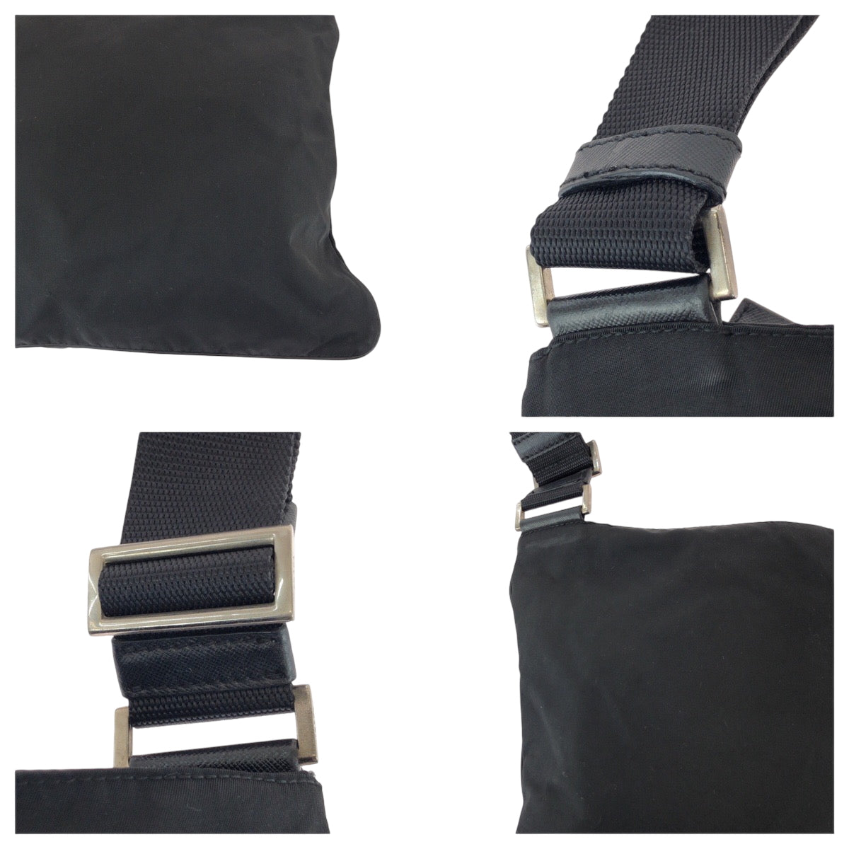 17160
PRADA プラダ テスート 三角ロゴプレート ブラック 黒 シルバー金具 ナイロン ショルダーバッグ サコッシュ  レディース ABP39