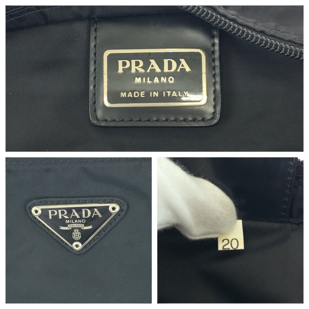 17161
PRADA プラダ テスート 三角ロゴプレート ブラック 黒 シルバー金具 ナイロン ショルダーバッグ サコッシュ  レディース ABP39
