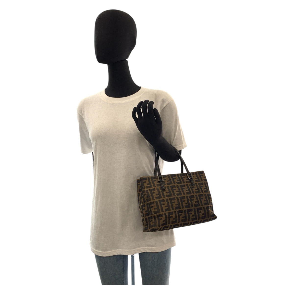 17162
FENDI フェンディ ズッカ ブラウン シルバー金具 キャンバス / レザー 8BH072 トートバッグ ハンドバッグ  レディース ABP45