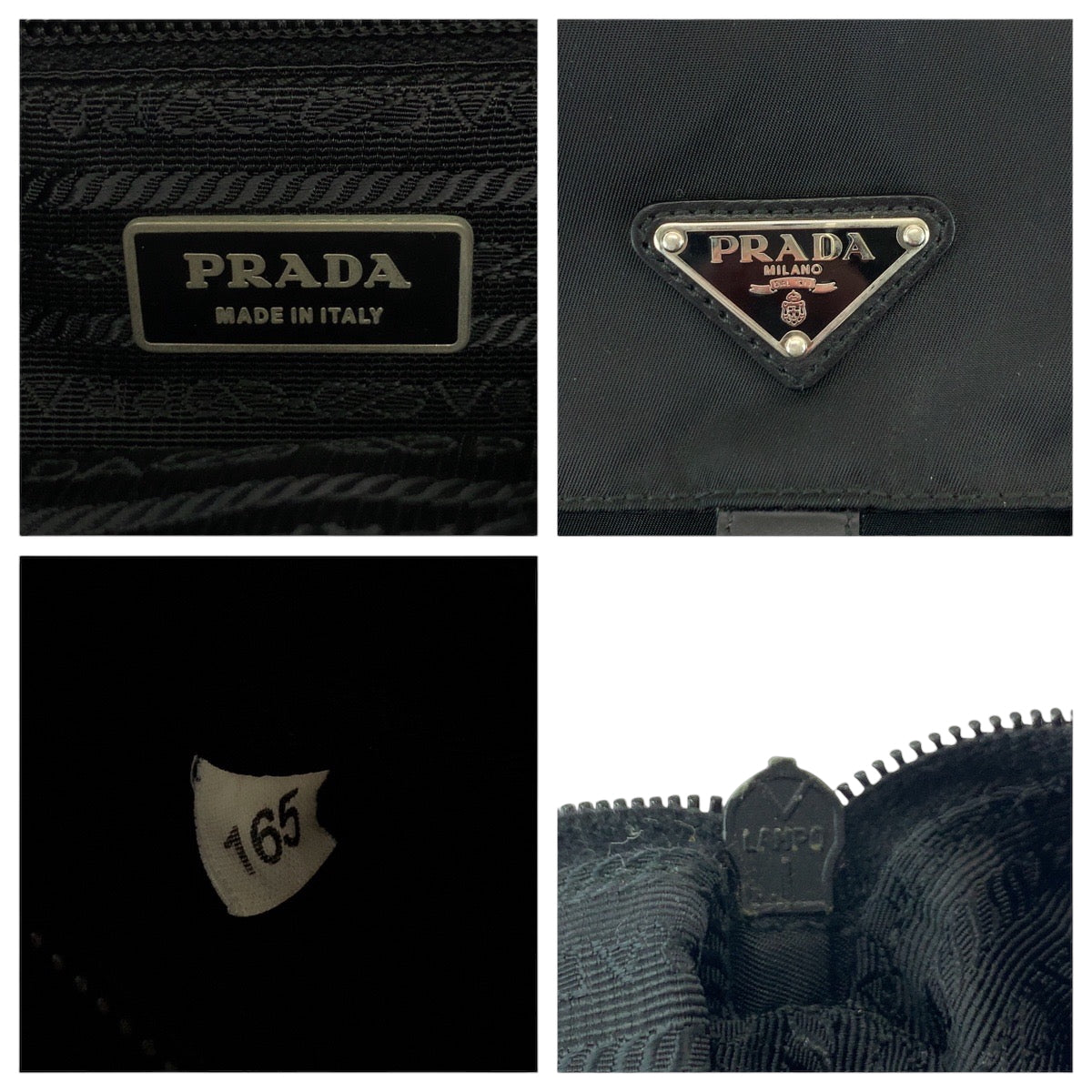 17163
PRADA プラダ テスート 三角ロゴプレート ブラック 黒 シルバー金具 ナイロン ショルダーバッグ ポシェット  メンズ ABP42